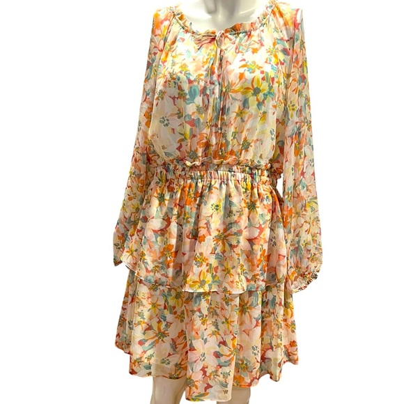 LC Lauren Conrad Orange and Pink Tiered Ruffled Sundress - Picture 9 of 9